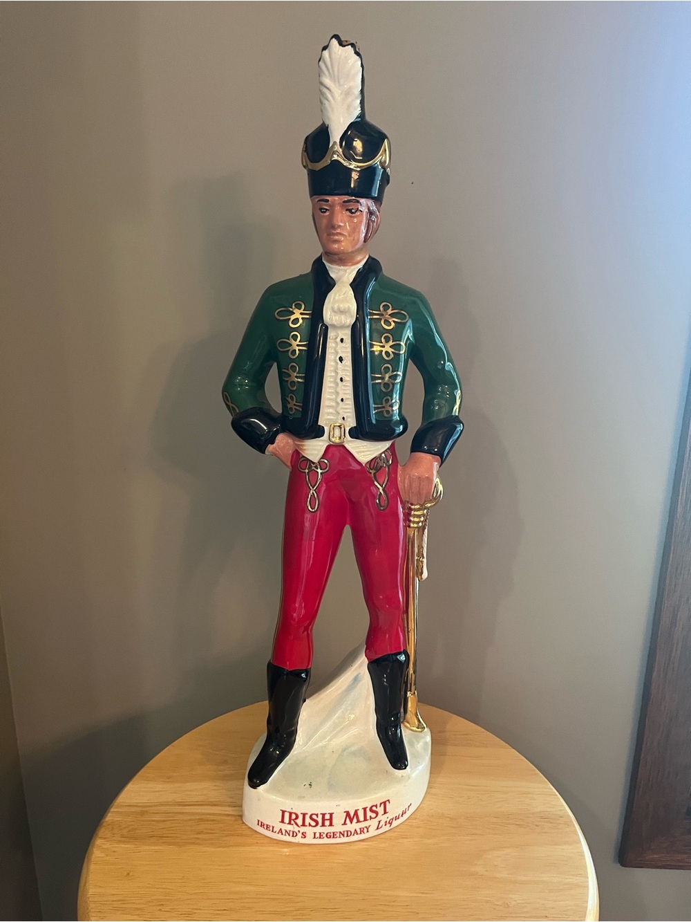 Vintage Irish Mist Soldier Decanter Coronetti Italy 19" Ceramic Bottle